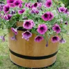 Pot de fleurs en bois fabriqué à partir d'un demi-tonneau Voir les images du produit 5