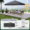 A pop-up gazebo set up on a patio with outdoor furniture, overlooking a body of water. Podgląd zdjęcia produktu