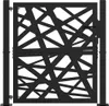A black metal garden gate with a geometric cutout design, shown in front view, attached to two posts. Anteprima dell’immagine prodotto