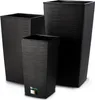 Three black planters of varying heights are arranged together on a white background. Produktbild-Vorschau