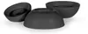 Three black silicone earbud tips are arranged on a white background. Voir les images du produit