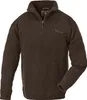 A brown knitted sweater with a zipper at the neck.