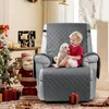 A child and a puppy are sitting on a recliner covered with a gray slipcover, with Christmas decorations in the background. Anteprima dell’immagine prodotto