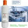 A refrigerator water filter is shown next to a glass of water being poured. Produktbild-Vorschau