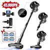 A collage of images showcasing a cordless vacuum cleaner and its accessories, with marketing text highlighting its suction power. Produktbild-Vorschau