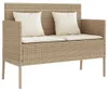 vidaXL Gartenbank mit Kissen Beige Poly Rattan Produktbild-Vorschau 1