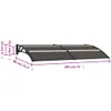 A diagram showing the dimensions of a black door awning. Produktbild-Vorschau