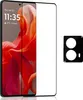 A screen protector and camera lens protector for a smartphone, displayed next to the phone itself. Produktbild-Vorschau