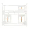 A white wooden bunk bed frame with window cutouts. Anteprima dell’immagine prodotto