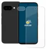 A black smartphone is shown next to a clear screen protector with the AIRGLASS logo on it. Produktbild-Vorschau