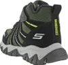 A rear view of a green and black child's hiking boot. Voir les images du produit