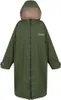 A green hooded coat with a brown fuzzy lining. Produktbild-Vorschau