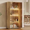 Vitrinenschrank mit 2 Glastüren, 4 Ablageflächen & Produktbild-Vorschau 5