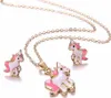 Einhorn Schmuckset: Rosa Einhorn/Pferd für Damen und Produktbild-Vorschau 1