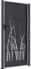A dark gray metal garden gate with a cut-out design of grass stalks, shown in a studio setting against a light gray background. Produktbild-Vorschau