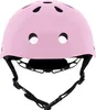 A pink helmet with black straps and vents, shown from the front. Anteprima dell’immagine prodotto