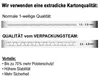 Diagrams comparing different types of cardboard quality with text explaining their benefits. Produktbild-Vorschau