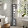 VOUNOT® Badezimmerschrank Hoch mit 2 Türen und 1 Schublade, Produktbild-Vorschau 4