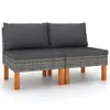vidaXL Mittelsofas 2 Stk. Poly Rattan und Eukalyptus Produktbild-Vorschau 8
