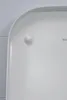 A close-up view of a white toilet seat with a small white button. Produktbild-Vorschau