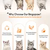 A marketing image showcasing features of a cat tree with images of cats and descriptive text. Produktbild-Vorschau