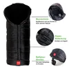 A black baby sleeping bag with callouts highlighting its features. Produktbild-Vorschau