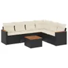 Design 7-tlg. Garten-Sofagarnitur mit Kissen Schwarz Poly Produktbild-Vorschau 2