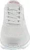 A close-up, front-facing view of a white Skechers sneaker. Produktbild-Vorschau