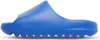 A blue slide sandal is shown from the side against a white background. Produktbild-Vorschau