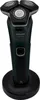 A black Philips electric shaver with a charging stand, presented on a white background. Produktbild-Vorschau
