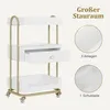 Servierwagen mit Rollen & Schublade, Rollwagen, Weiß-Gold, Produktbild-Vorschau 4