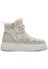 A single ivory-colored boot with gray accents and a white platform sole, shown from the side against a white background. Podgląd zdjęcia produktu