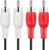 A close-up studio shot of four RCA connector cables, two white and two red, against a white background. Produktbild-Vorschau