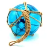 Deko Fischerkugel aus Glas meeresblau 13 cm Tauwerk Netz Produktbild-Vorschau 3