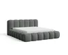 A gray upholstered bed with a white mattress on a white background. Voir les images du produit