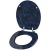 A toilet seat and lid with a dark blue marble pattern and gold veining, shown open. Produktbild-Vorschau