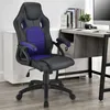 A black and purple gaming chair is shown in a home office setting. Náhled obrázku produktu