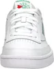 A front view of a white Reebok Club 85 sneaker. Voir les images du produit