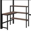 A corner desk with shelves, made of wood and metal. Produktbild-Vorschau