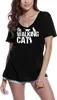 Damen Grafik T-Shirt V-Ausschnitt Die laufende Katze Katze Produktbild-Vorschau 1
