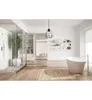 A modern bathroom with a bathtub, shower, and shelving. Produktbild-Vorschau