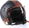 CMX Jethelm - Rollerhelm Hazel Schwarz matt + Leder braun  Produktbild-Vorschau 1