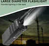 A walkie-talkie with its flashlight on, set against a dark background with industrial structures. Produktbild-Vorschau