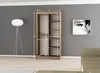 A tall, open wardrobe with shelves and a hanging rod is shown in a room with a lamp and a framed picture on the wall. Dimensions are overlaid on the wardrobe. Náhľad obrázku produktu