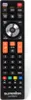 A black remote control with various buttons and a brand logo at the bottom, presented on a white background. Náhled obrázku produktu