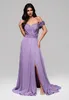 Ombre  Off-Shoulder-Abendkleid mit Blumenärmeln und Schlitz Produktbild-Vorschau 2