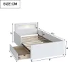 A diagram of a white bed with dimensions indicated by numbers and lines. Produktbild-Vorschau