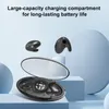 A product shot of wireless earbuds and their charging case, presented against a light blue and white background with abstract circular shapes. Produktbild-Vorschau