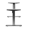 A gray, metallic, adjustable desk frame with two shelves, shown from the front against a white background. Náhled obrázku produktu
