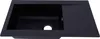 A black kitchen sink with a drainboard, shown from a top-down angle against a white background. Produktbild-Vorschau